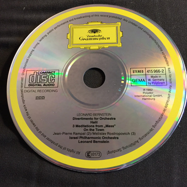Leonard Bernstein Conducts Leonard Bernstein – Jean-Pierre Rampal · Mstislav Rostropovich · Israel Philharmonic Orchestra : Divertimento / Halil / Meditations From “Mass” / On The Town (CD, Comp, RE)
