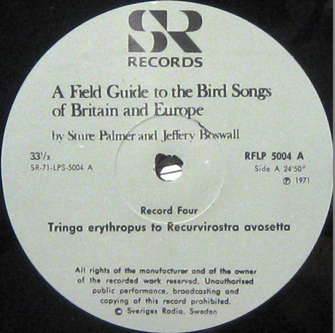 Sture Palmér, Jeffery Boswall : The Peterson Field Guide To The Bird Songs Of Britain And Europe, Record 4 (LP)