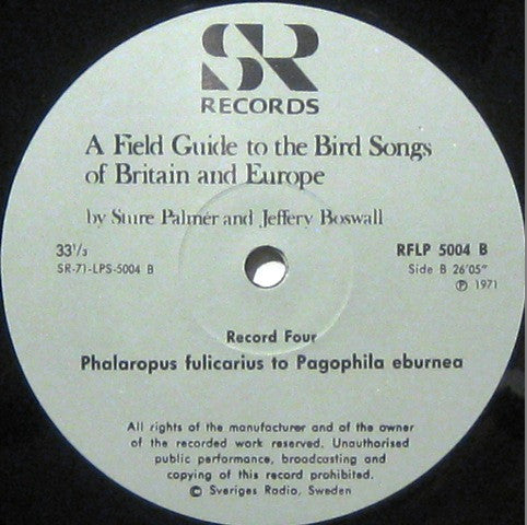 Sture Palmér, Jeffery Boswall : The Peterson Field Guide To The Bird Songs Of Britain And Europe, Record 4 (LP)