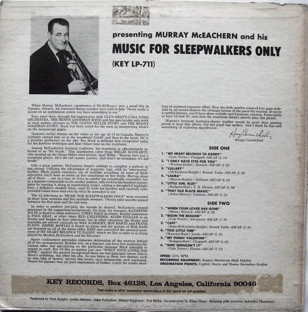 Murray McEachern : Music For Sleepwalkers Only (LP, Mono)