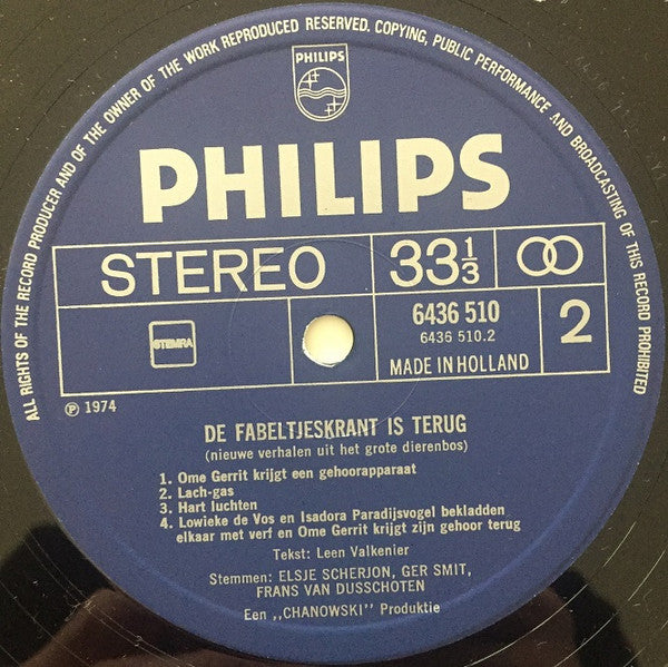 De Fabeltjeskrant : De Fabeltjeskrant Is Terug (Nieuwe Verhalen UIt Het Grote Dierenbos) (LP, Album)