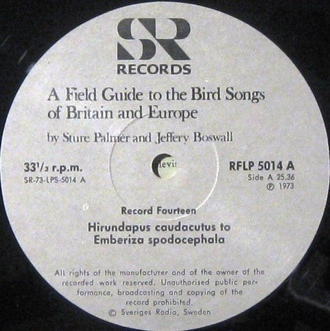 Sture Palmér, Jeffery Boswall : The Peterson Field Guide To The Bird Songs Of Britain And Europe, Record 14 (LP)