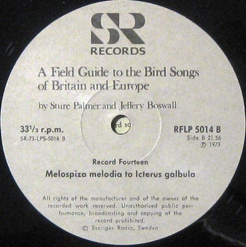Sture Palmér, Jeffery Boswall : The Peterson Field Guide To The Bird Songs Of Britain And Europe, Record 14 (LP)