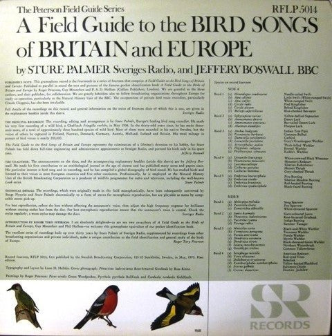 Sture Palmér, Jeffery Boswall : The Peterson Field Guide To The Bird Songs Of Britain And Europe, Record 14 (LP)