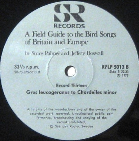 Sture Palmér, Jeffery Boswall : The Peterson Field Guide To The Bird Songs Of Britain And Europe, Record 13 (LP)