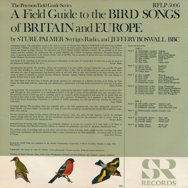 No Artist : The Peterson Field Guide To The Bird Songs Of Britain And Europe: Record 6 (LP, RE)