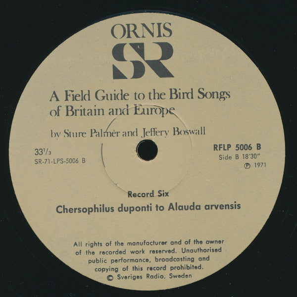No Artist : The Peterson Field Guide To The Bird Songs Of Britain And Europe: Record 6 (LP, RE)