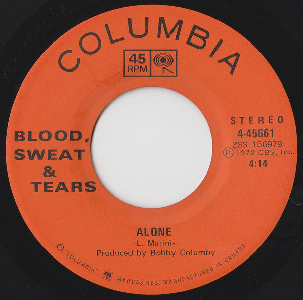 Blood, Sweat And Tears : So Long Dixie / Alone (7", Single)