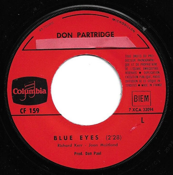 Don Partridge : Blue Eyes (7", Single)