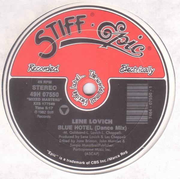 Lene Lovich : It's You, Only You (Mein Schmerz) / Blue Hotel (12")