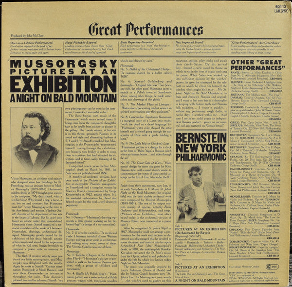 Modest Mussorgsky : Leonard Bernstein, New York Philharmonic : Pictures At An Exhibition/A Night On Bald Mountain (LP, Comp)