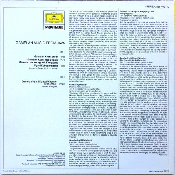 Various : Gamelan Music From Java (LP, Album, RP)