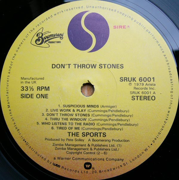 The Sports : Don't Throw Stones (LP, Album)