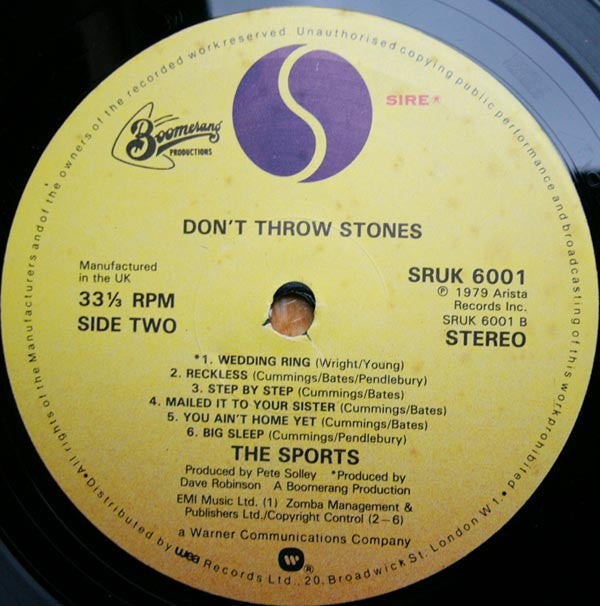The Sports : Don't Throw Stones (LP, Album)