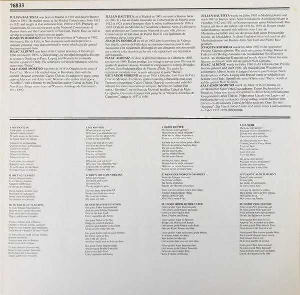 Victoria De Los Angeles, Geoffrey Parsons (2) - Isaac Albéniz • Julian Bautista • Joaquín Rodrigo • Salvador Moreno (2) : Recital  (LP)