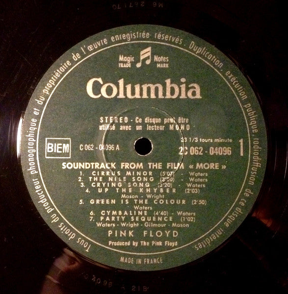 Pink Floyd : Soundtrack From The Film "More" (LP, Album, 1st)
