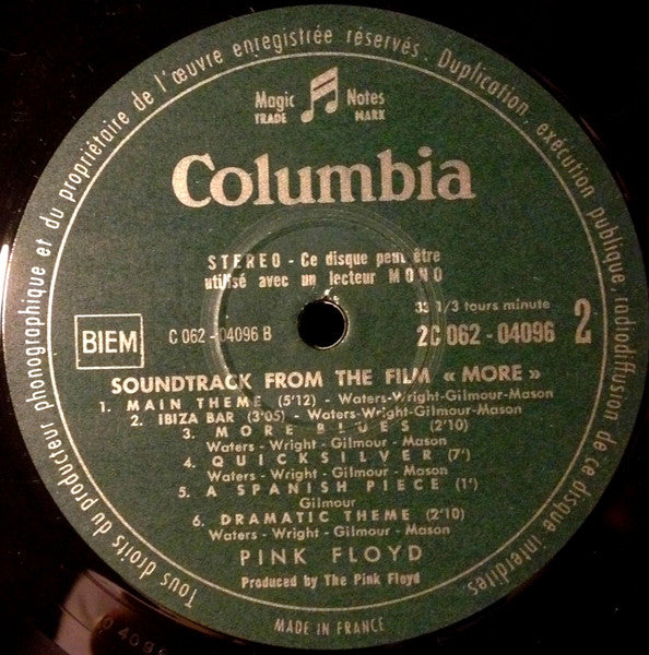 Pink Floyd : Soundtrack From The Film "More" (LP, Album, 1st)