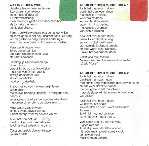 Jan Ten Hoopen : Wat Ik Zingen Wou!! (CD)