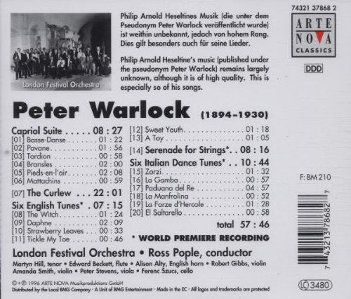 Peter Warlock / London Festival Orchestra, Ross Pople : Capriol Suite; The Curlew; Six English Tunes; Serenade; Six Italian Dance Tunes (CD, Album)