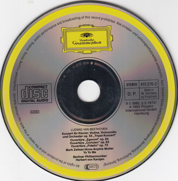 Ludwig van Beethoven - Berliner Philharmoniker, Mark Zeltser, Yo-Yo Ma, Anne-Sophie Mutter, Herbert von Karajan : Tripelkonzert C-Dur Op.56 Für Klavier, Violine Und Violoncello (Tripelkonzert) (CD, Comp)