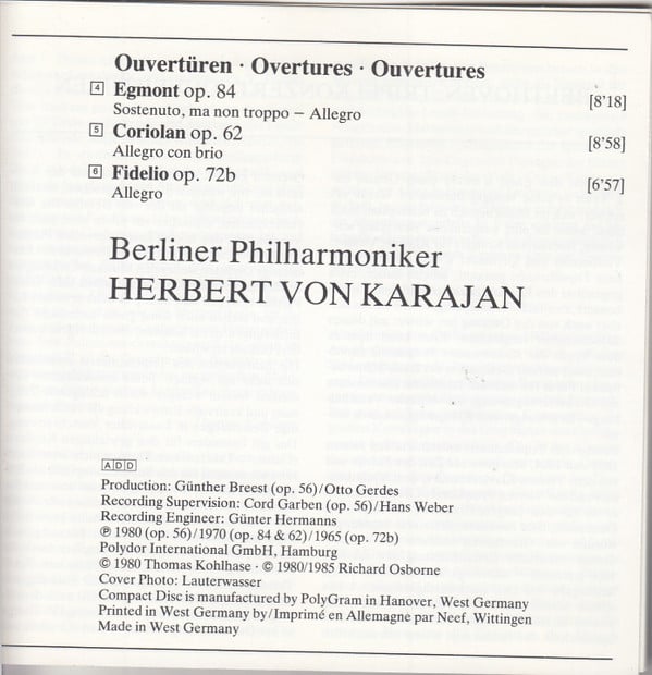 Ludwig van Beethoven - Berliner Philharmoniker, Mark Zeltser, Yo-Yo Ma, Anne-Sophie Mutter, Herbert von Karajan : Tripelkonzert C-Dur Op.56 Für Klavier, Violine Und Violoncello (Tripelkonzert) (CD, Comp)