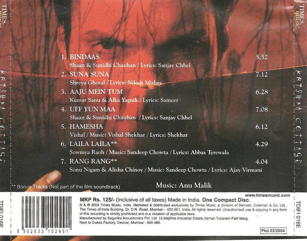 Anu Malik : Krishna Cottage (You Can't Fight The Dead) (CD)