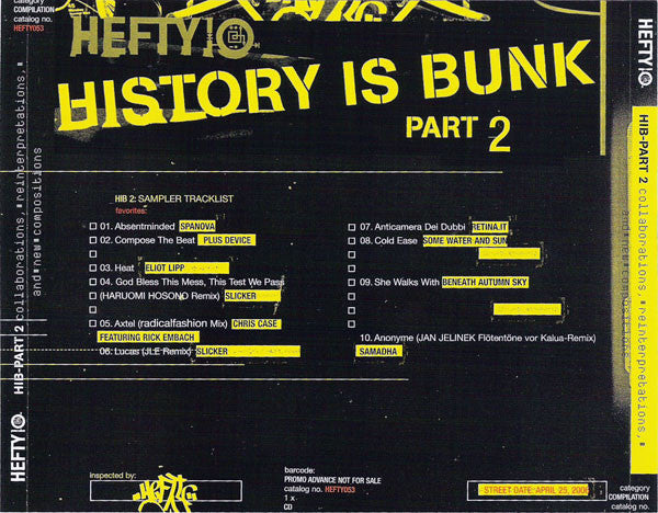 Various : History Is Bunk - Part 2 (CD, Advance, Comp, Promo, Smplr)
