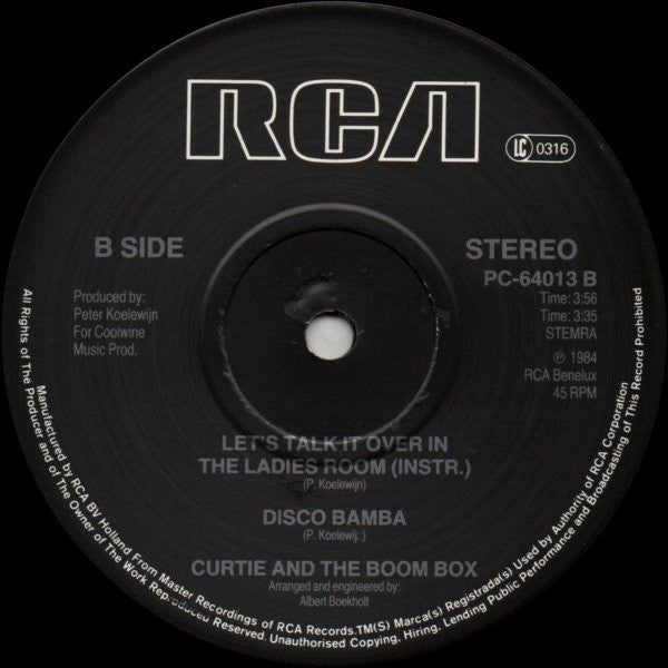 Curtie And The Boombox : Let's Talk It Over In The Ladies Room (12", Maxi)