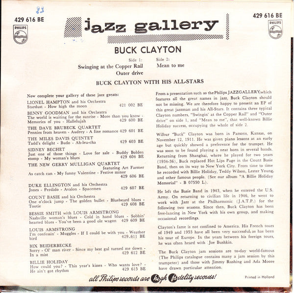 Buck Clayton : Jazz Gallery (7", EP)