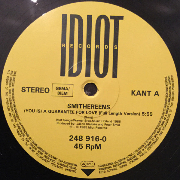Smithereens : (You Is) A Guarantee For Love (12")