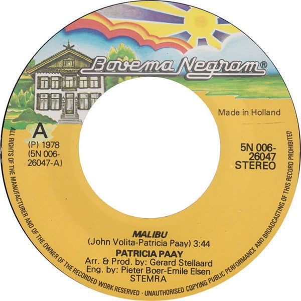 Patricia Paay : Malibu (7", Single)