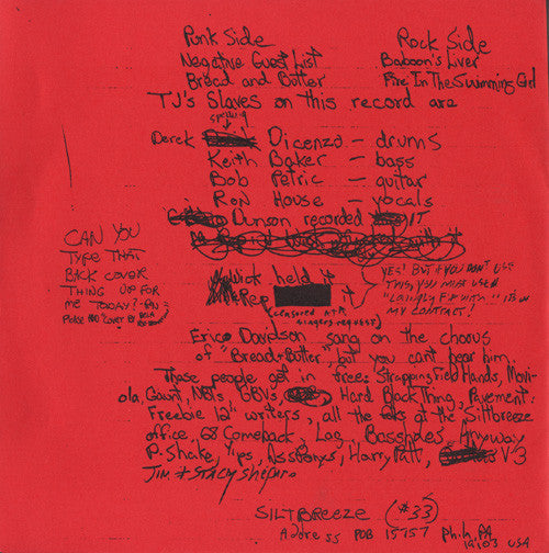 Thomas Jefferson Slave Apartments : Negative Guest List (7")