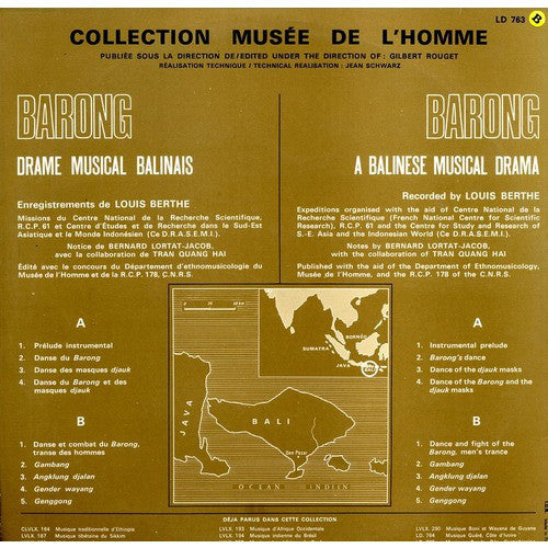 Louis Berthe : Barong - Drame Musical Balinais (LP, Album, Gat)