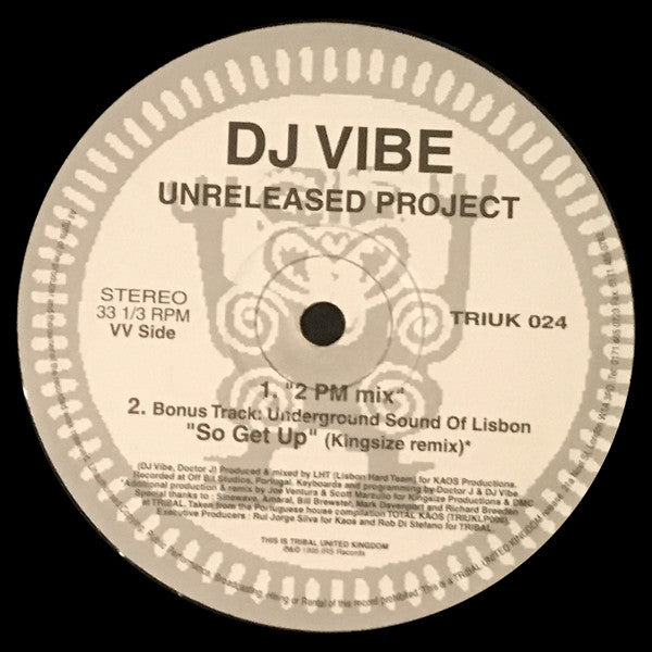 DJ Vibe : Unreleased Project (12", Promo)