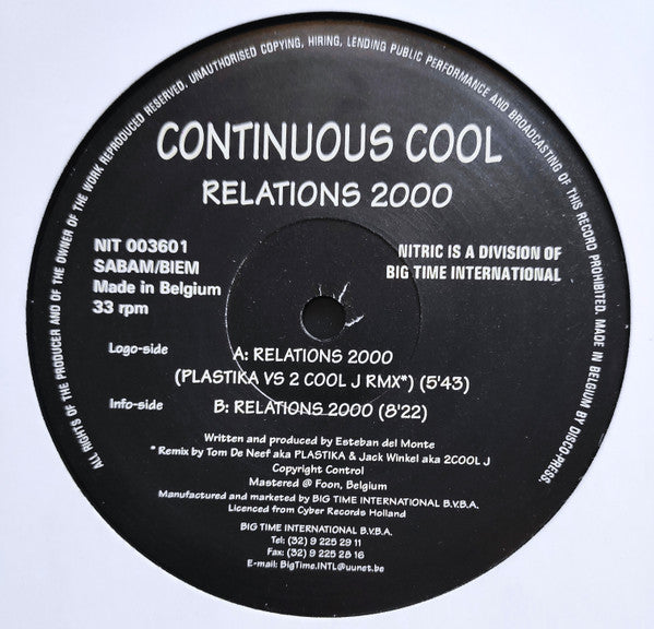 Continuous Cool : Relations 2000 (12")