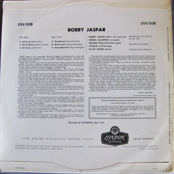 Bobby Jaspar : Bobby Jaspar With George Wallington & Idrees Sulieman (LP, Album, Mono)