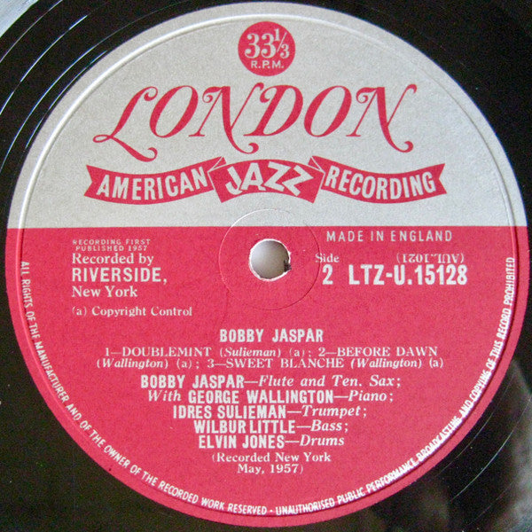 Bobby Jaspar : Bobby Jaspar With George Wallington & Idrees Sulieman (LP, Album, Mono)