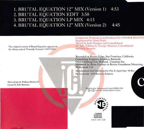 Consolidated : Brutal Equation (Remixes) (CD, Single)