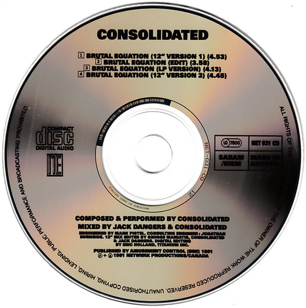 Consolidated : Brutal Equation (Remixes) (CD, Single)