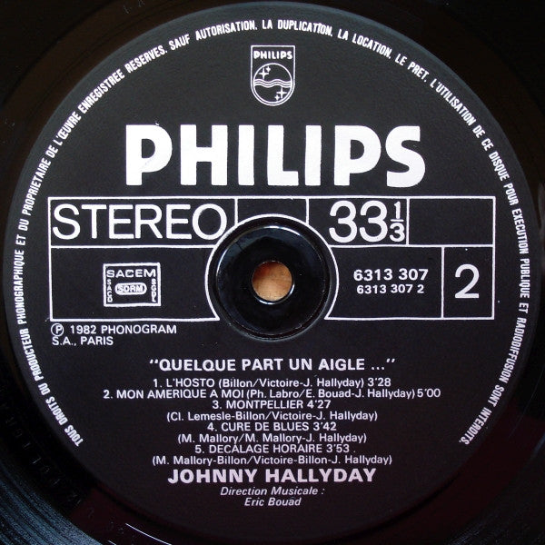 Johnny Hallyday : Quelque Part Un Aigle... (LP, Album)