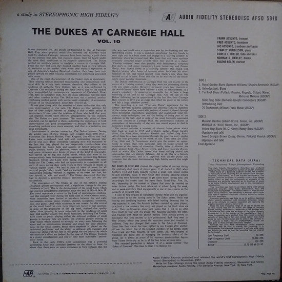The Dukes Of Dixieland : Carnegie Hall Concert, Vol. 10 (LP, Album)