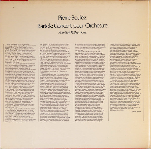 Pierre Boulez / Béla Bartók - New York Philharmonic : Concerto For Orchestra (LP, Album, Gat)