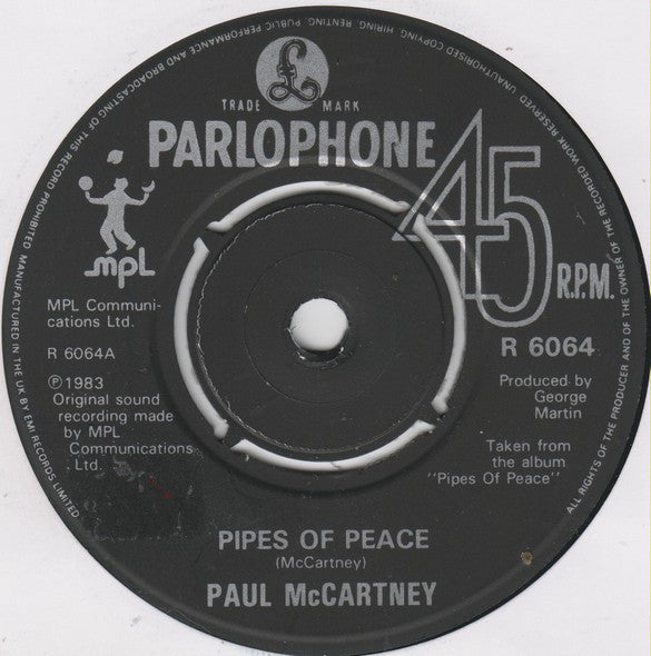 Paul McCartney : Pipes Of Peace (7", Single, Pus)
