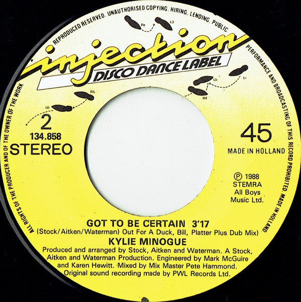 Kylie Minogue : Got To Be Certain (7", Single)