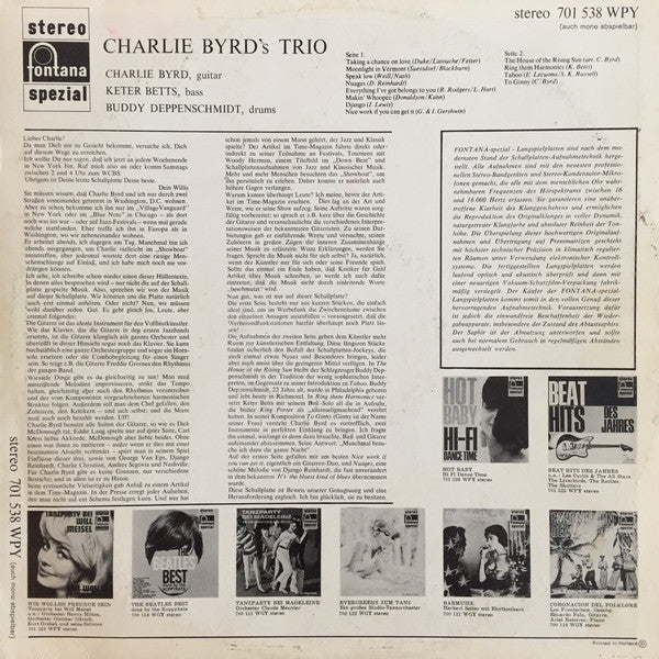Charlie Byrd : Charlie Byrd's Trio (LP, Album, RE, RP)