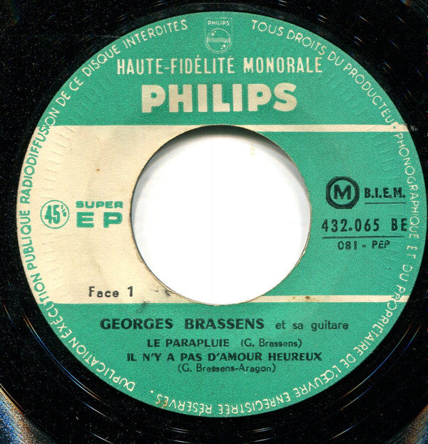 Georges Brassens : Le Parapluie (7", EP, Mono, RE)
