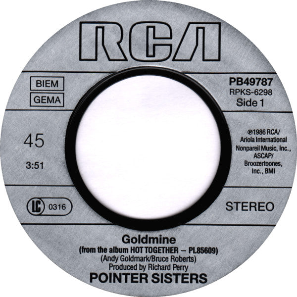 Pointer Sisters : Goldmine (7", Single)