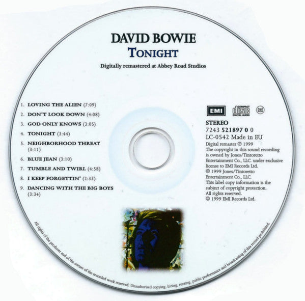 David Bowie : Tonight (CD, Album, Enh, RE, RM)