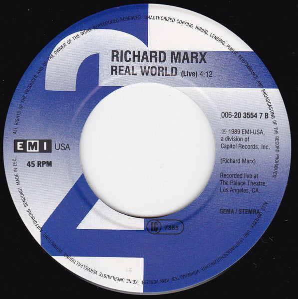 Richard Marx : Angelia (7", Single)