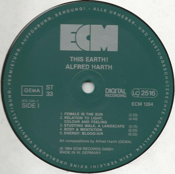Alfred Harth : This Earth! (LP, Album)
